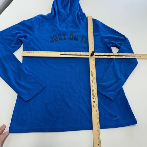 Nike Hoodie Womens Medium Blue Dri Fit Just Do It Therma Pullover - Picture 6 of 8
